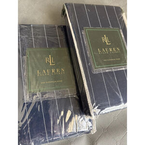 Ralph Lauren Worth Avenue Navy Blue Blazer Stripe European Shams New Vintage